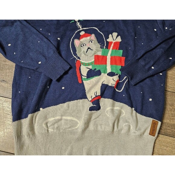 Tipsy Elves Astronaut Cat Christmas Ugly Sweater Size Large - Picture 4 of 7